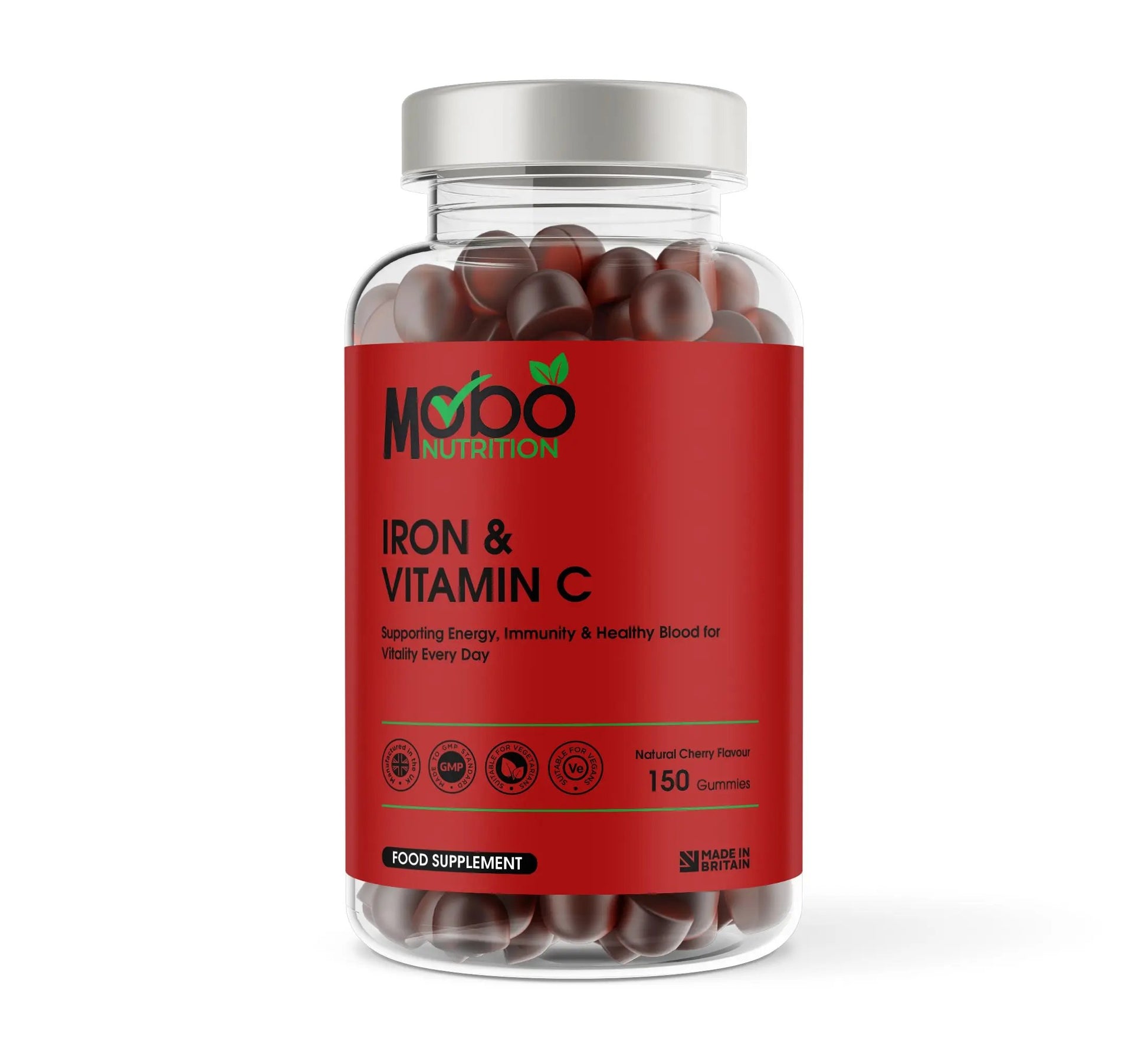 Iron & Vitamin C Gummies | Fight Fatigue with Natural Cherry Flavour - Mobo Nutrition
