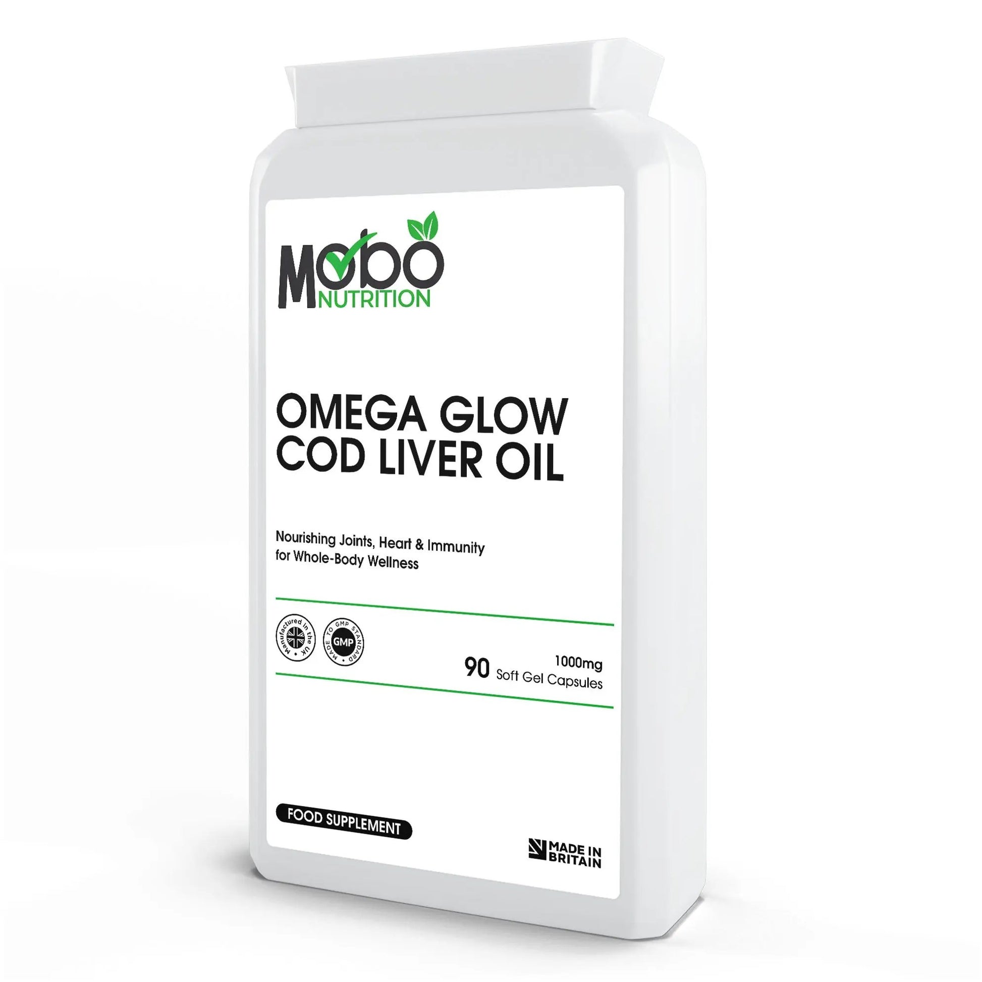 Omega Glow Cod Liver Oil 1000mg | For Brain, Heart, Vision & Skin - Mobo Nutrition