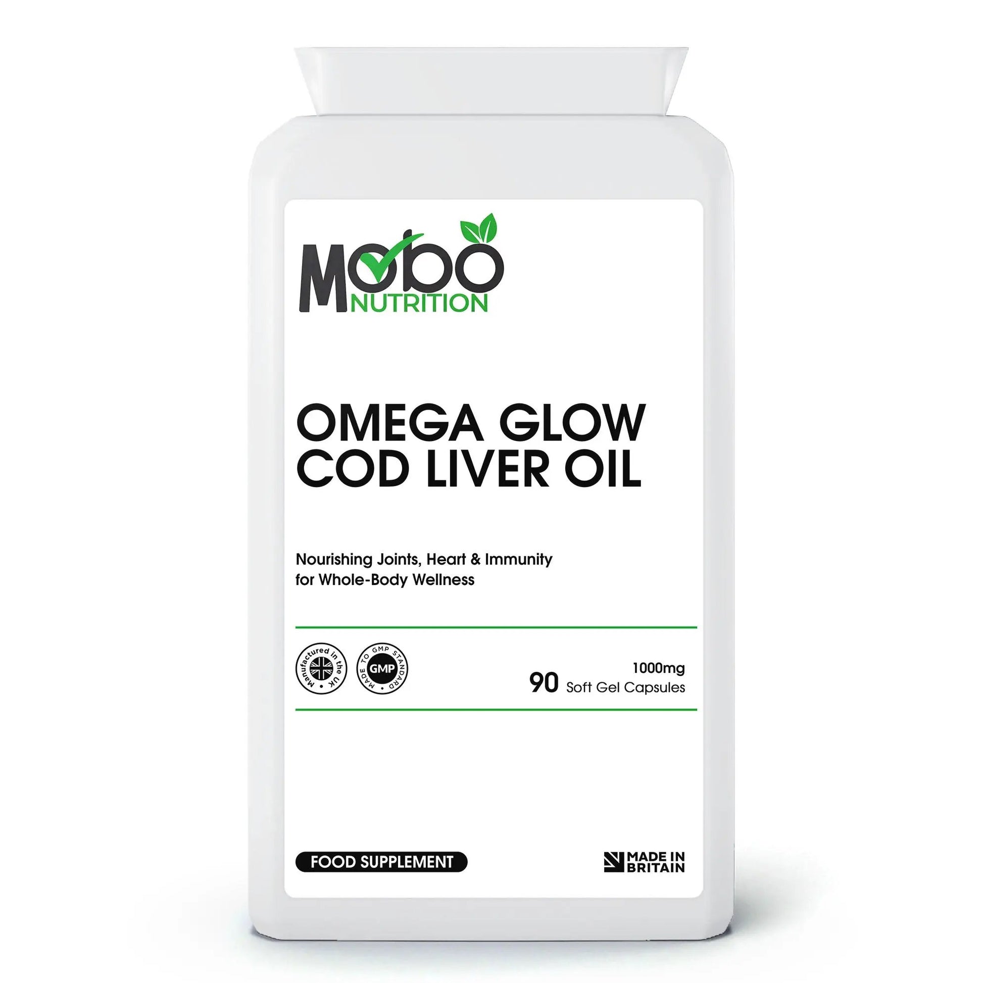 Omega Glow Cod Liver Oil 1000mg | For Brain, Heart, Vision & Skin - Mobo Nutrition
